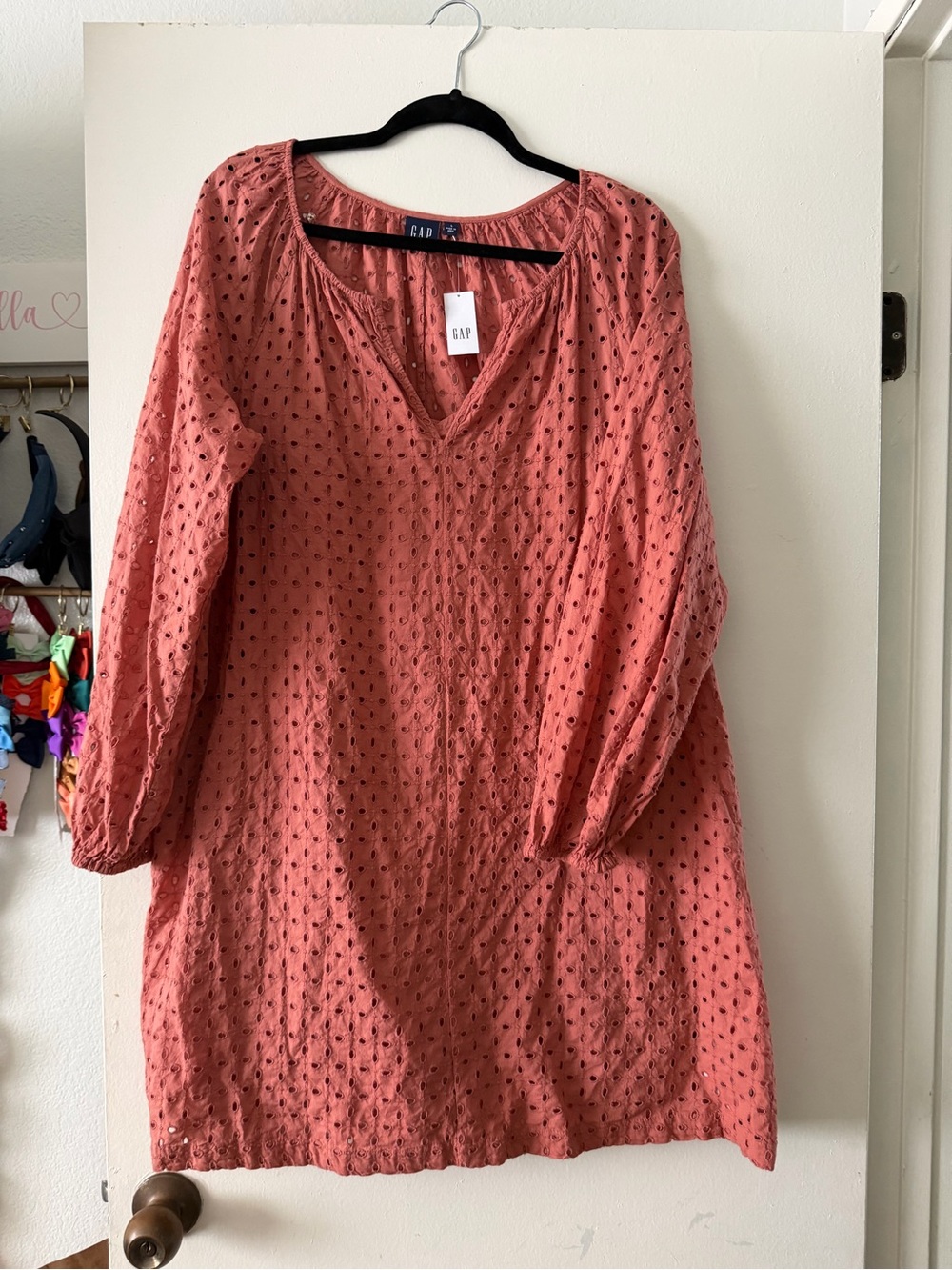 GAP Coral Eyelet Long Sleeve Tunic Dress